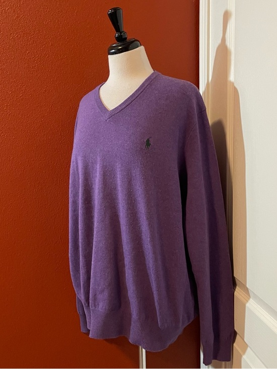 Polo Ralph Lauren Other - Polo Ralph Lauren Men’s Vintage 100% Merino Wool Purple V Neck Preppy Sweater